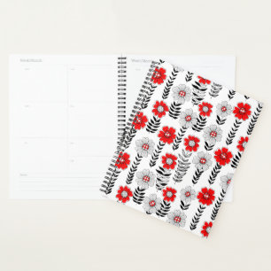 Daisy doodles in red and black planner