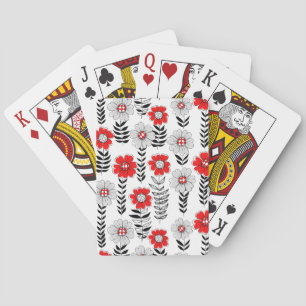 Daisy doodles in red and black playing cards