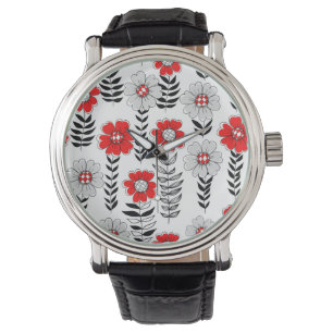 Daisy doodles in red and black watch