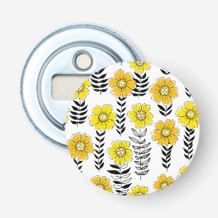 Daisy doodles  in yellow and black bottle opener