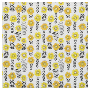 Daisy doodles  in yellow and black fabric