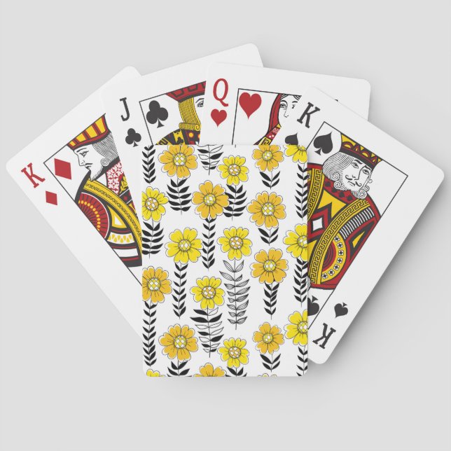 Daisy doodles  in yellow and black playing cards (Back)