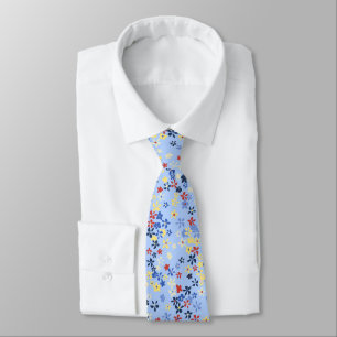 Daisy Dot Floral Sky Blue Two-sided Printed Tie