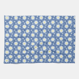daisy dots blue  tea towel