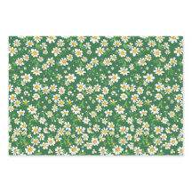Daisy, Dots, Green Gingham Wrapping Paper Sheets