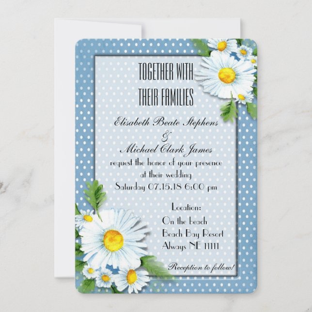 Daisy Dots - Wedding Invitation - Matte 5" x 7" (Front)