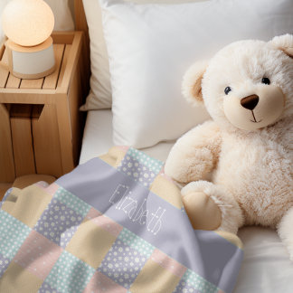 Daisy Dream Pastel Patchwork Sherpa Blanket