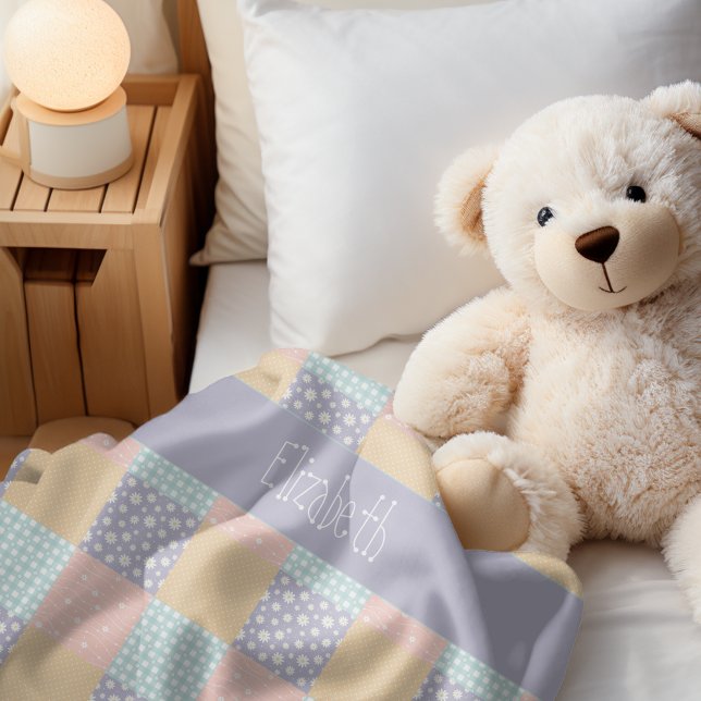 Daisy Dream Pastel Patchwork Sherpa Blanket (Wrap yourself in our Daisy Dream Pastel Patchwork Sherpa Blanket. Order today.)