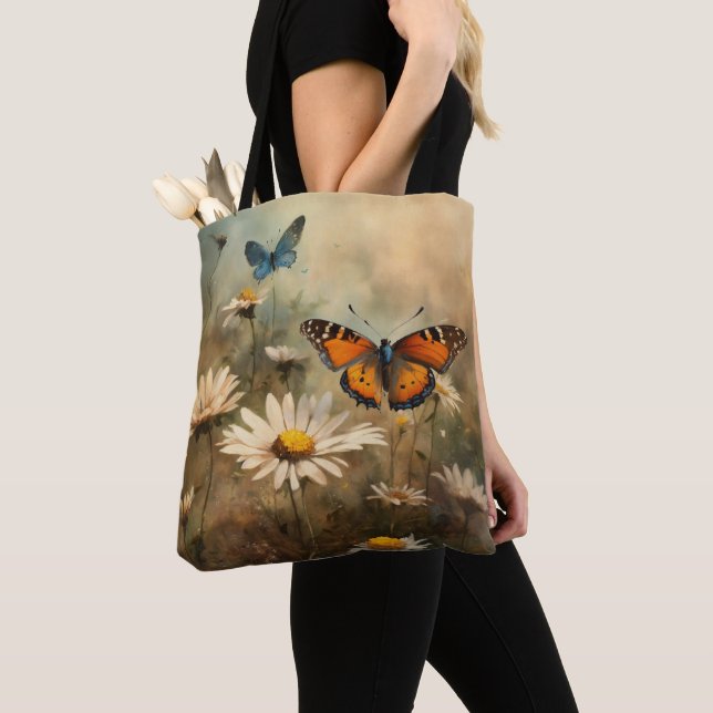 Daisy Dreams: Butterfly and Flower Texture bag (Close Up)