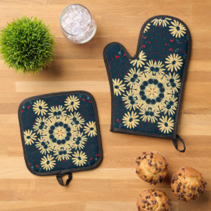 Daisy Dreams Mandala Oven Mitt & Pot Holder Set