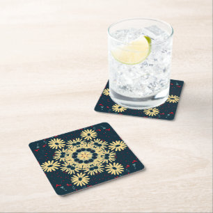 Daisy Dreams Mandala Square Paper Coaster
