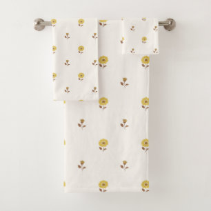 Daisy Dreams Yellow Brown Bath Towel Set