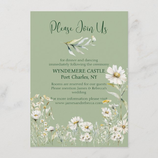 Daisy Earthy Sage & Botanical Greenery Wedding Enclosure Card (Front)