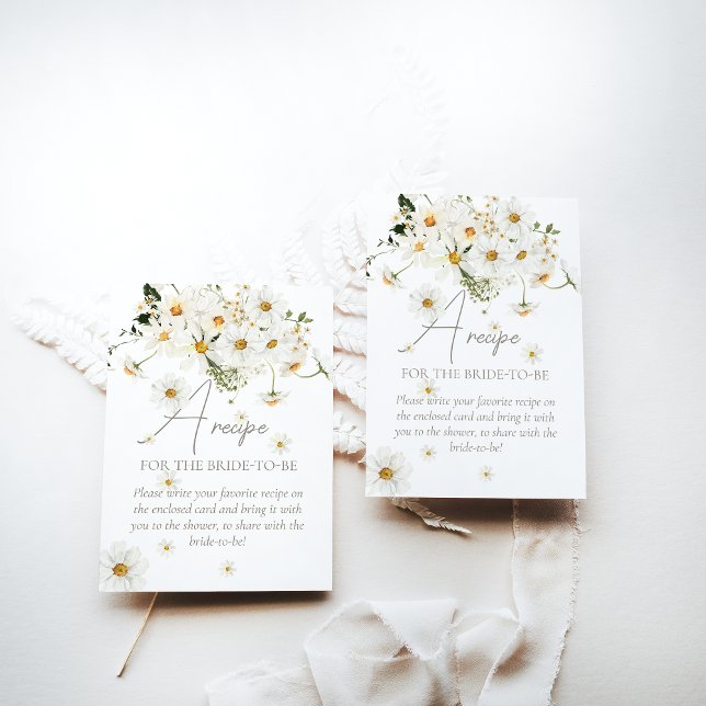 Daisy Elegant Wildflower Bridal Shower Recipe Enclosure Card (Creator Uploaded)