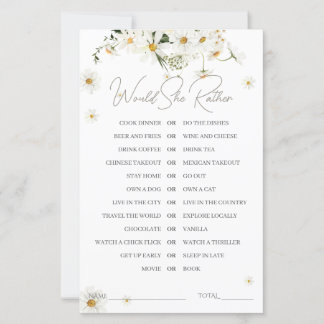 Daisy Elegant Wildflower Modern Bridal Shower Game