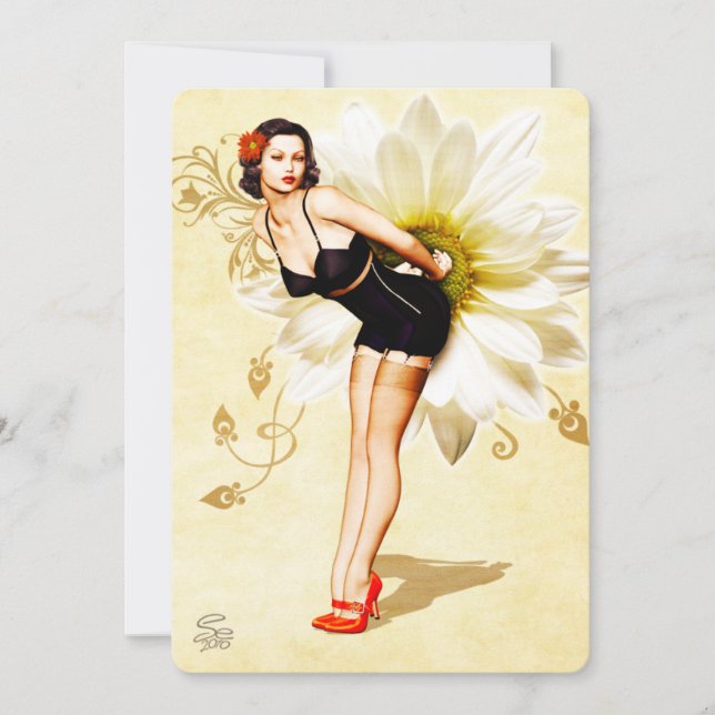 Daisy Face Pin-Up Party Invitation (Front)