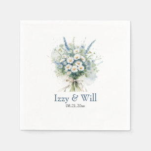  Daisy & Faded Blue Denim Flowers Custom Napkin
