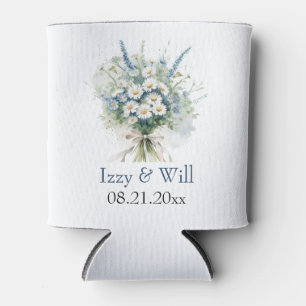 Daisy & Faded Denim Personalised Wedding Favour  Can Cooler