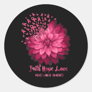 Daisy Faith Hope Love Breast Cancer Awareness Flow Classic Round Sticker
