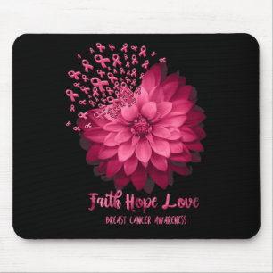 Daisy Faith Hope Love Breast Cancer Awareness Flow Mouse Mat