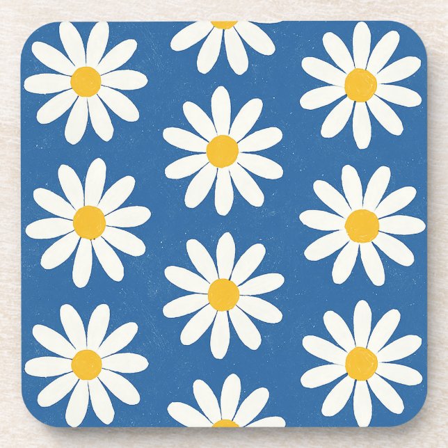 Daisy Field in Blue Coaster (Front)