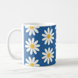 Daisy Field in Blue Coffee Mug