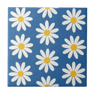 Daisy Field in Blue Tile