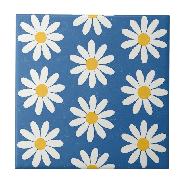 Daisy Field in Blue Tile (Front)