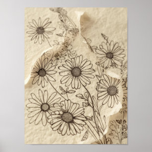 Daisy Field Vintage Floral Print