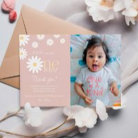 Daisy First Birthday Thank You Card Retro Daisy