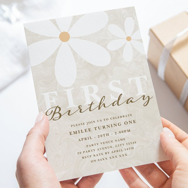 Daisy First Birthday Themed Party Invitation (Creator Uploaded)