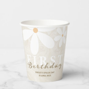 Daisy First Birthday Themed Party Paper Cups