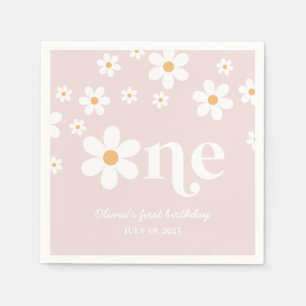 Daisy floral 1st birthday napkin