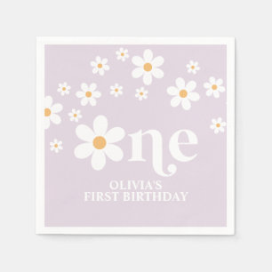 Daisy floral 1st birthday napkins