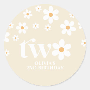 Daisy floral 2ND birthday Classic Round Sticker