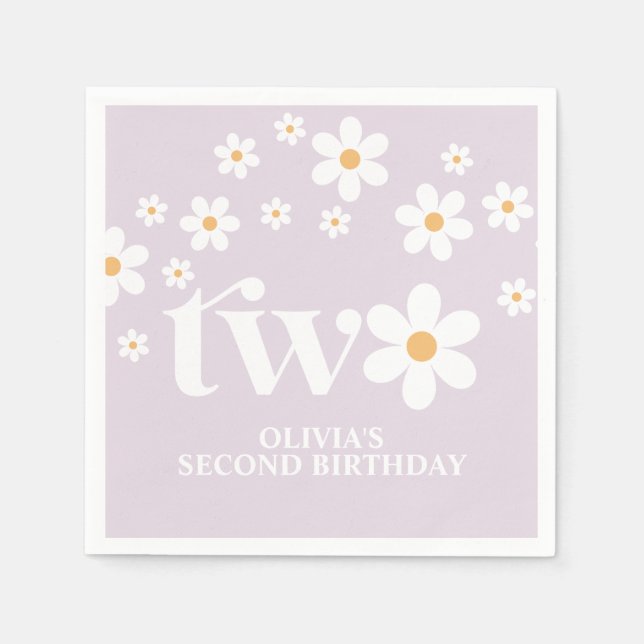 Daisy floral 2nd birthday napkins (Front)