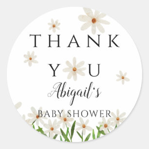 Daisy Floral Baby Shower Favour Classic Round Sticker