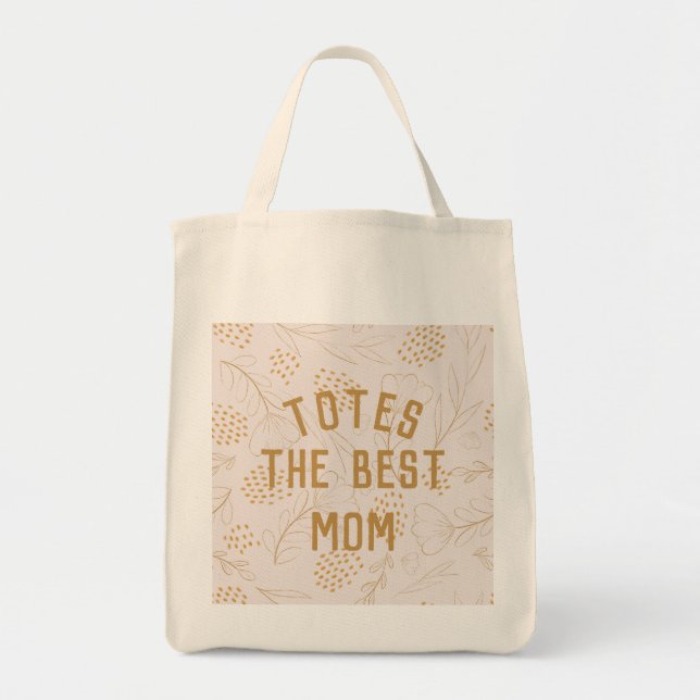 Daisy Floral Best Mum Ever Custom Text Tote Bag (Front)
