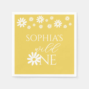 Daisy Floral Blush Wild One Girl 1st Birthday Napkin