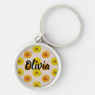 Daisy floral bouquet key ring