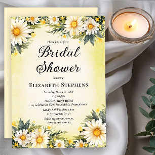 Daisy Floral Bridal Shower Buttercream GardenParty Invitation