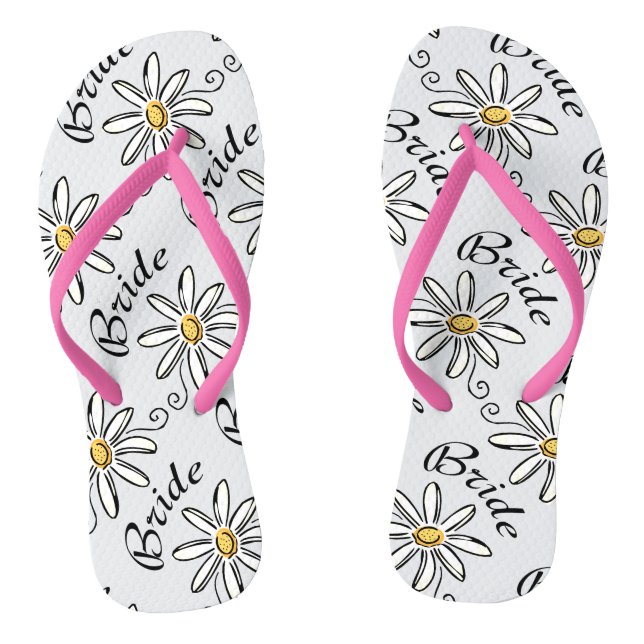 Daisy Floral Bride Flip Flops (Footbed)