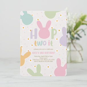 Daisy Floral Bunny 2nd Birthday Invitation
