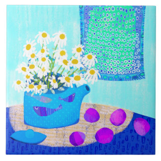 Daisy Floral Ceramic Kitchen Tile