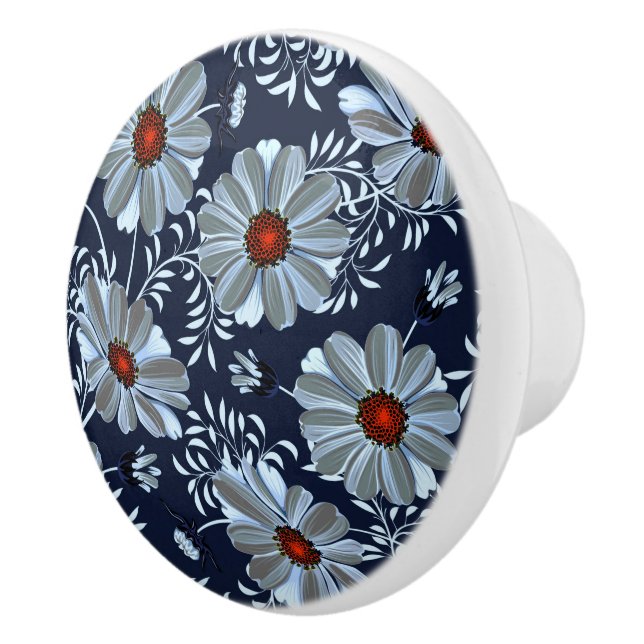 Daisy Floral Ceramic Knob (Right)