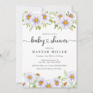Daisy Floral Cute Baby Shower Invitations