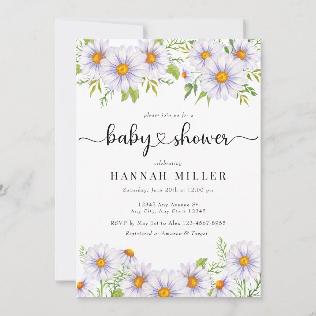 Daisy Floral | Cute Baby Shower Invitations (Front)