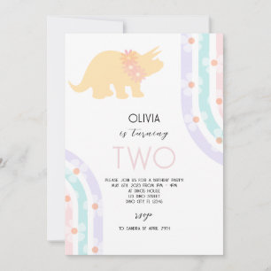 Daisy Floral Dinosaur Invitation