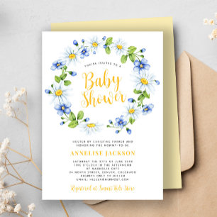 Daisy floral elegant gender neutral baby shower invitation