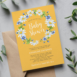 Daisy floral elegant gender neutral baby shower invitation